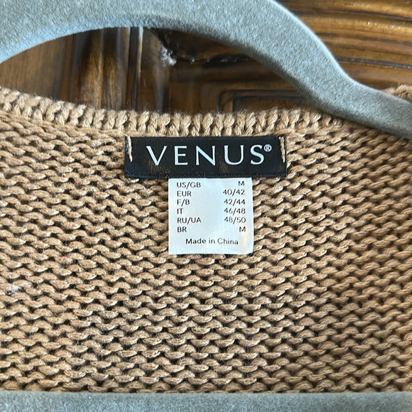 NEW Venus Crochet Faux Suede Fringed Brown Women's Cardigan Sweater Medium - Picture 11 of 13